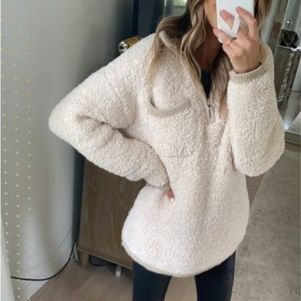 Aerie Sherpa Quarter Zip Fleece Sweater sz XS